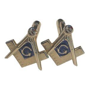 Masonic Cufflinks Freemason Mens Goldtone Shirt‎